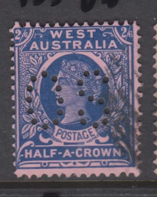 1902-1911-WEST AUSTRALIA-2/6d. DEEP BLUE ON ROSE PAPER OS-FU -P12X12½-SG125-W475