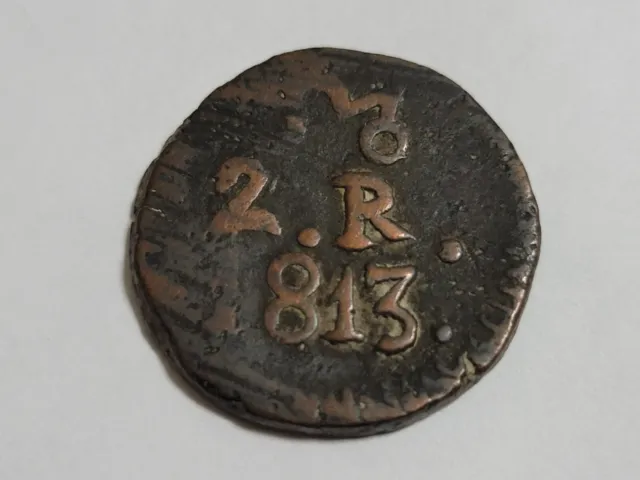 1813 Mexico Oaxaca SUD 2 Reales-Copper Two Reals-War Of Independence 2R02-Thick!
