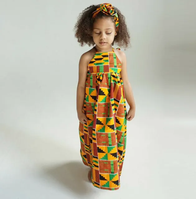 Abito casual principessa per bambine africane stampa fuori spalla 10