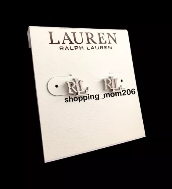 Lauren Ralph Lauren Silver Tone RLL Logo Stud Earrings