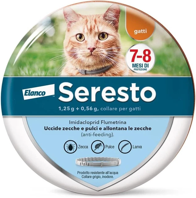 Seresto collare antiparassitario per gatti. Elimina pulci e zecche, fino a 8 mes