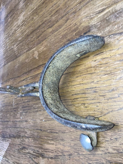Antique Vintage Cast Iron Western Cowboy Hand Forged Spur, 8 Point Rowel 2
