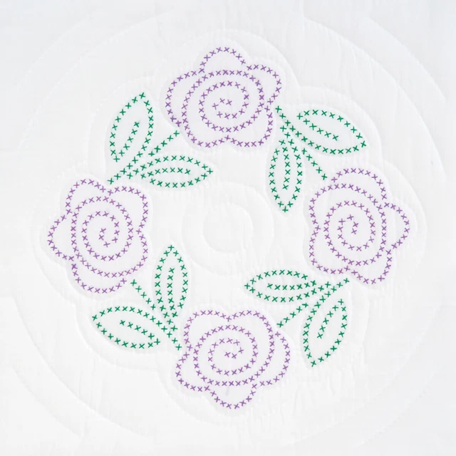 Jack Dempsey Stamped White Quilt Blocks 18"X18" 6/Pkg-Four XX Roses -732 50