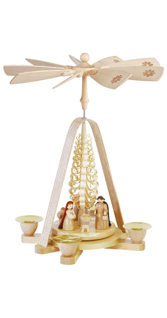 Pyramide de Noël scène de la Nativité, hauteur 28 cm, Erzgebirge.. RG 01668 neuf
