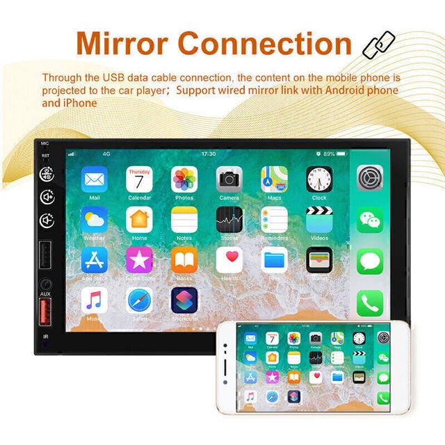Carplay 7 inch Double DIN Car Stereo Radio Bluetooth USB AUX with AHD Camera Set