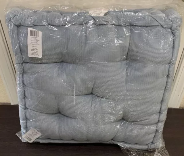 Brand New BHG 23” Light Blue Gray Corduroy Tufted Square Floor Cushion Pillow