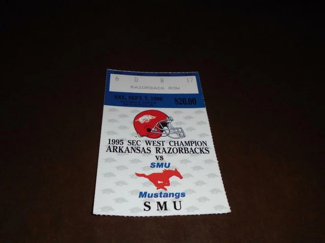 1996 Smu At Arkansas College Football Ticket Stub