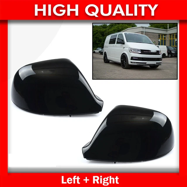 2*Gloss Black Door Wing Mirror Cover Caps For Volkswagen Transporter T5 T5.1 T6