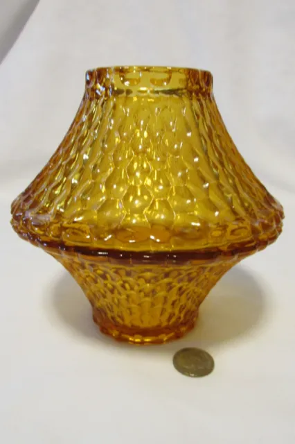 Vintage Gold/Amber Glass Honeycomb Fairy Lamp Candle Holder