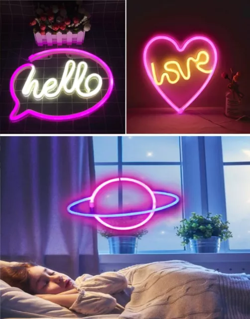 Neon Sign Night Light LED Wall Light Art Decor Lamp Kids Bedroom Home Bar Party