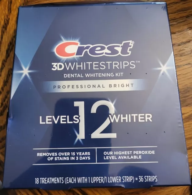 Crest 3D Whitestrips Professional Bright Level 12-- 36 Strips!! Exp: 8/2025