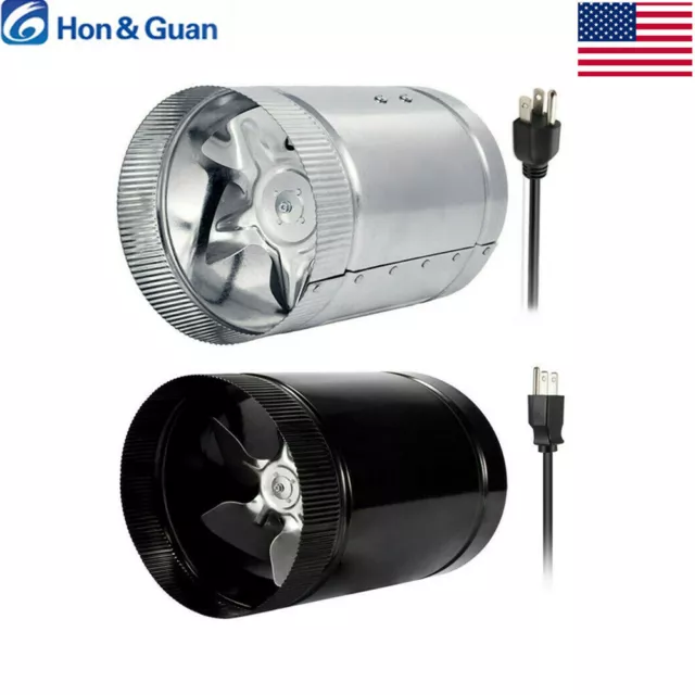 Hon&Guan 4" 6" Booster Inline Duct  Fan Blower HVAC Exhaust Ducting Cooling Vent