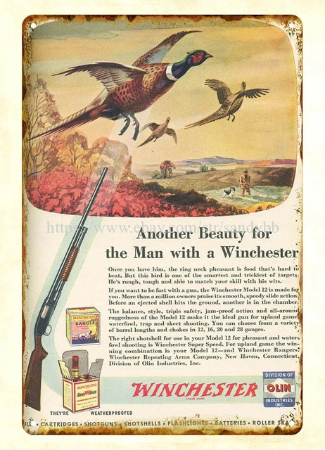 bedroom design ideas 1946 Winchester rifle firearm metal tin sign