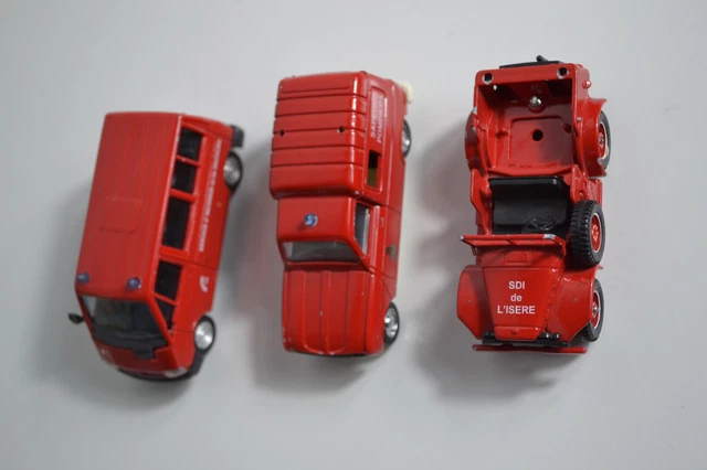 Lot de 3 véhicules de pompiers Solido, Dodge, Renault camionnette et trafic