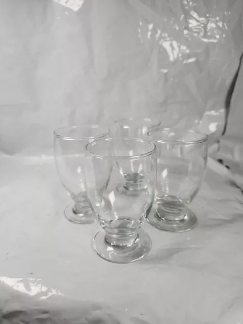 Vintage Set of 4 small Drinking / Shot Glasses Clear Glass Retro VGC PROP