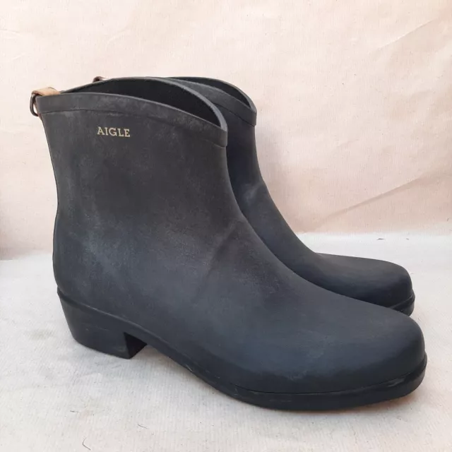 AIGLE MISS JULIETTE Bottillon Black Womens Ankle Rain Boots Size UK 8 EU 41 34.99 PicClick UK
