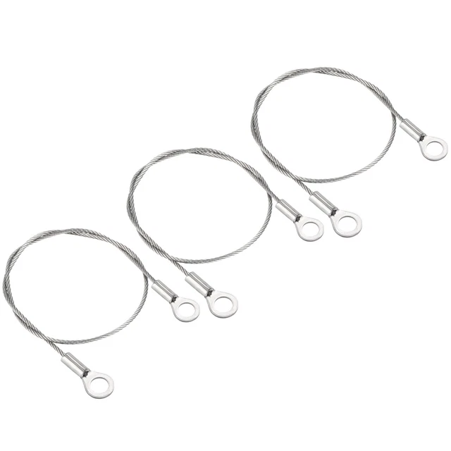 3Pcs 1.5mmx30cm Steel Security Cable 6mm ID Eyelets Ended Safety Wire Rope
