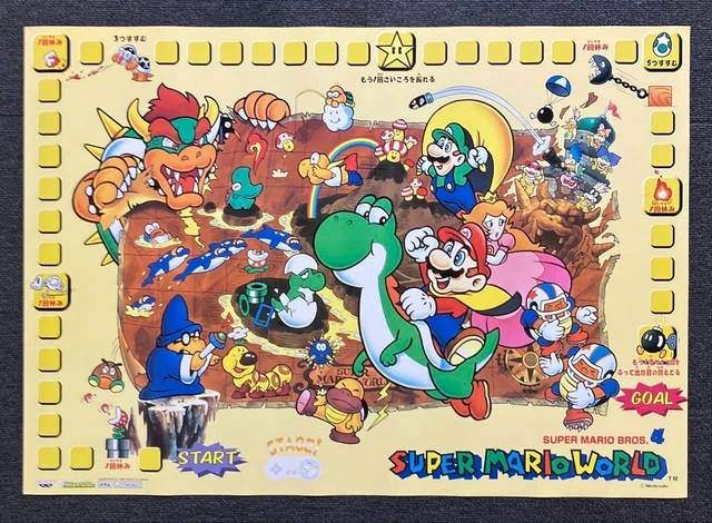 NINTENDO SUPER MARIO World Promo Poster B2 Size Rare SFC