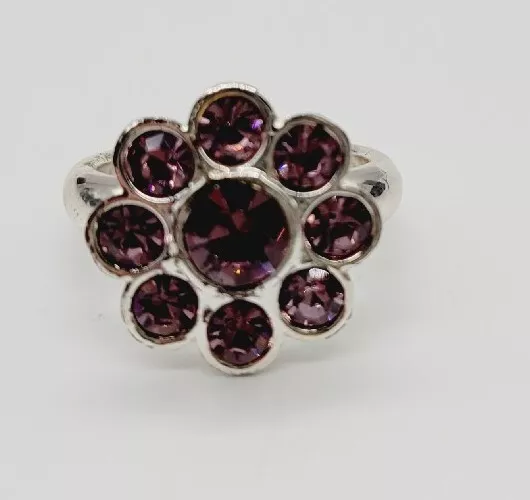 Avon Ring SPARKELING FLOWER Size 10 Cocktail Ring Silver tone #21 Crystal 2014