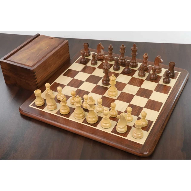 Jeu d'Échecs en Bois de Sesham 48x48 cm - Échiquier Artisanal Fabriqué à la Main