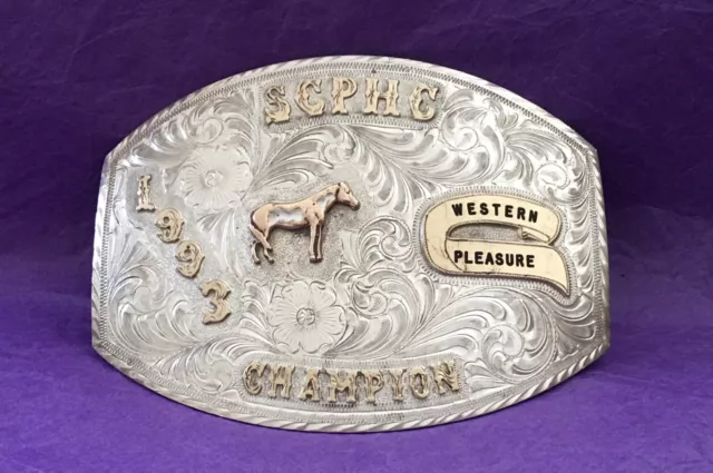 Rare Silver Horse 1993 SCPHC Sterling Silver O/L Champion Trophy Belt Buckle