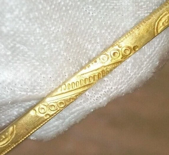 Antique Victorian Art Deco Nouveau Brass Rectangle C Clasp Shirt Collar Bar Pin