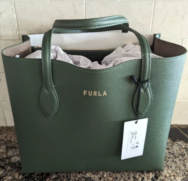 Furla Tote Handbag Ivy Green Leather, Vitello Andromeda, Wb00449 Era M, Nwt