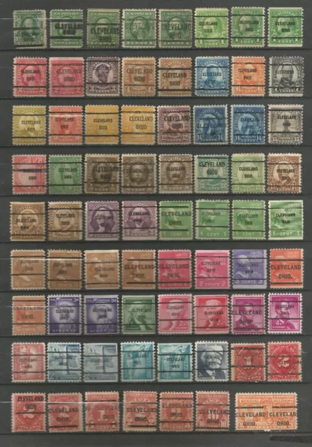 ETATS UNIS : PRECANCELS  :  CLEVELAND ( OHIO ) : 71 Timbres différents