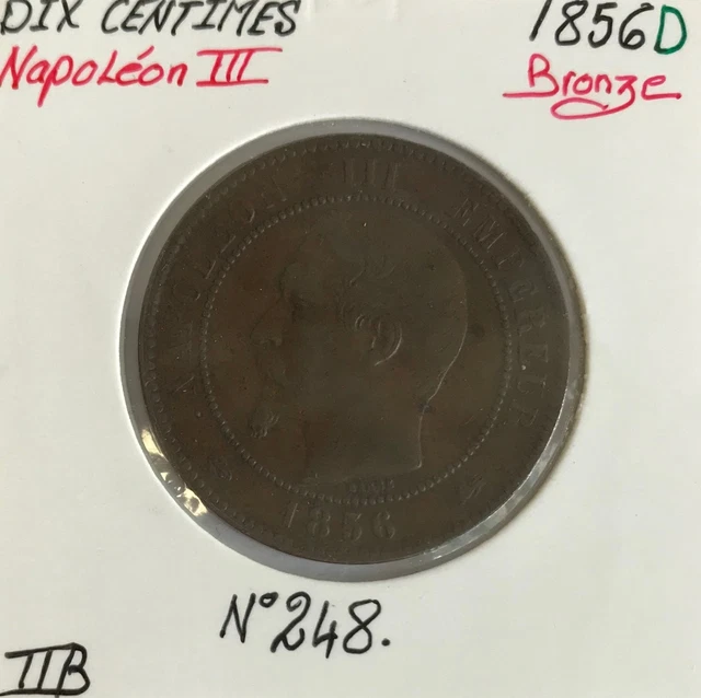 10 CENTIMES NAPOLEON III - 1856 D - Pièce de Monnaie en Bronze // TTB