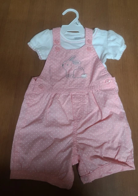 Carters Infant Girl 2 Piece Bib Shorts Pink w/ White Polka-dot Size 9 Month