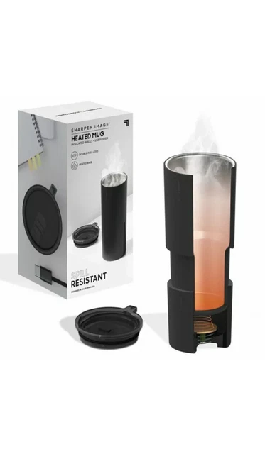 SHARPER IMAGE Stainless Steel 14 fl. Oz. Insulated Heated Travel Mug with USB