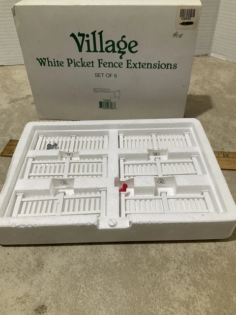 Dept 56 Village Accessory - White Picket Fence w/ Gate - 5 Pc Set - 52624