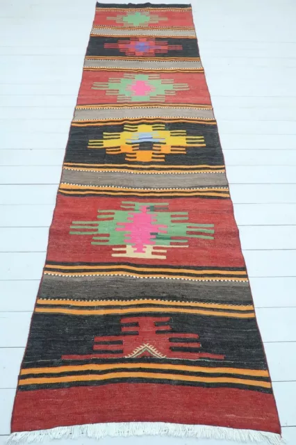 Turkish Kilim Runner, Rug Runner, Hallway Rugs, Wool Rug Runner, Stairs 35"X133"