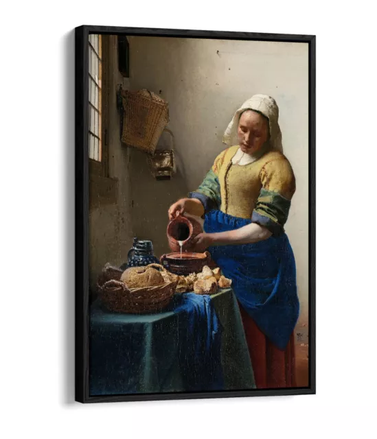 Johannes Vermeer, The Milkmaid -Float Effect Canvas Wall Art Print