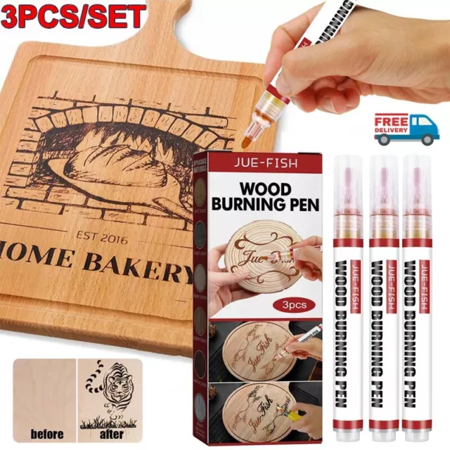 3pcs Diy Projects Easy Use Chemical Wood Burning Pen Scorch Marker