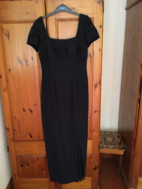 Ladies black full length evening gown in excellent condition - Frank Usher