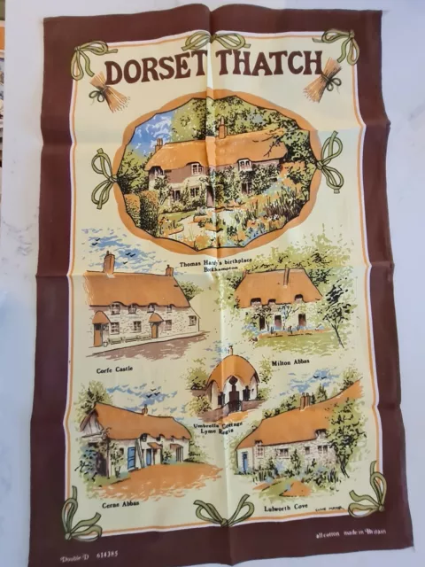 Unused Tea Towel Dorset Thatch Thatched Cottage 100% Cotton vintage  new gift