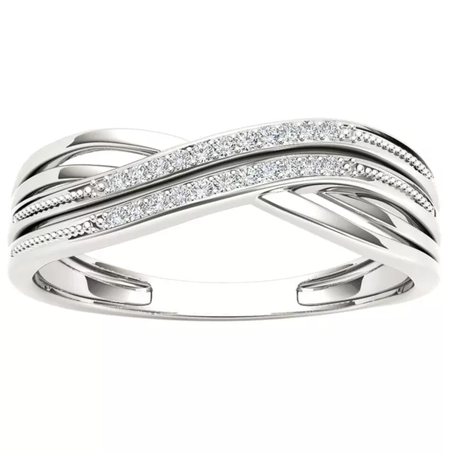 10k White Gold 0.05Ct Diamond Cocktail Engagement Ring Gift For Womens Size 9