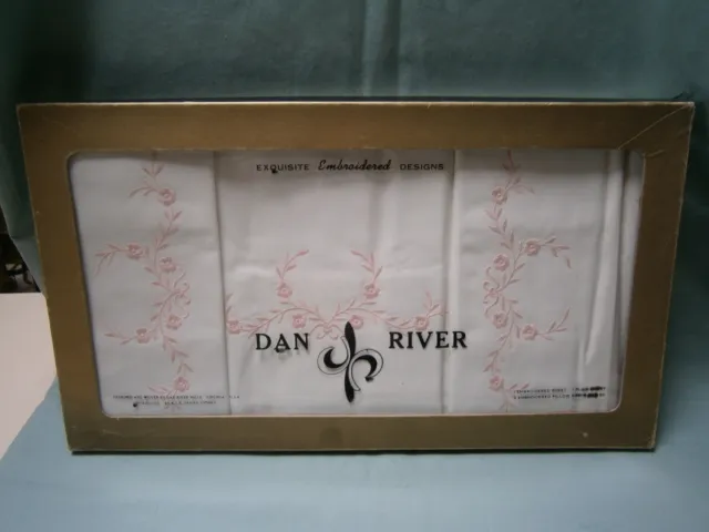 New 4 Pc Vintage Dan River Usa Retro Double Bed Cotton Sheets & Pillow Cases
