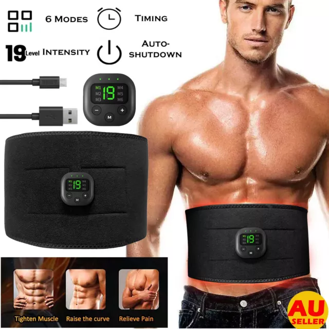 EMS ABS Abdominal Belt Muscle Trainer Stimulator Toning Fitness Training Belt AU