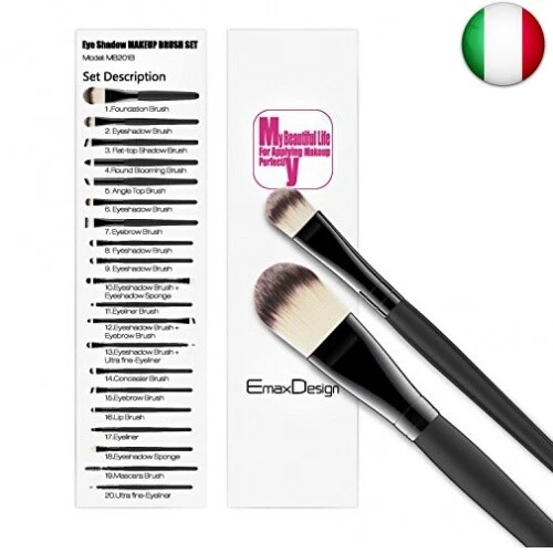 EmaxDesign 20 pezzi-Set di pennelli professionali per trucco, volto ombretti e 3