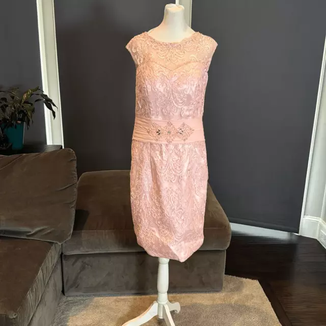 Women’s Pink Tea Length Mother of the Bride Groom Corset Back Dress Size 10 NWOT