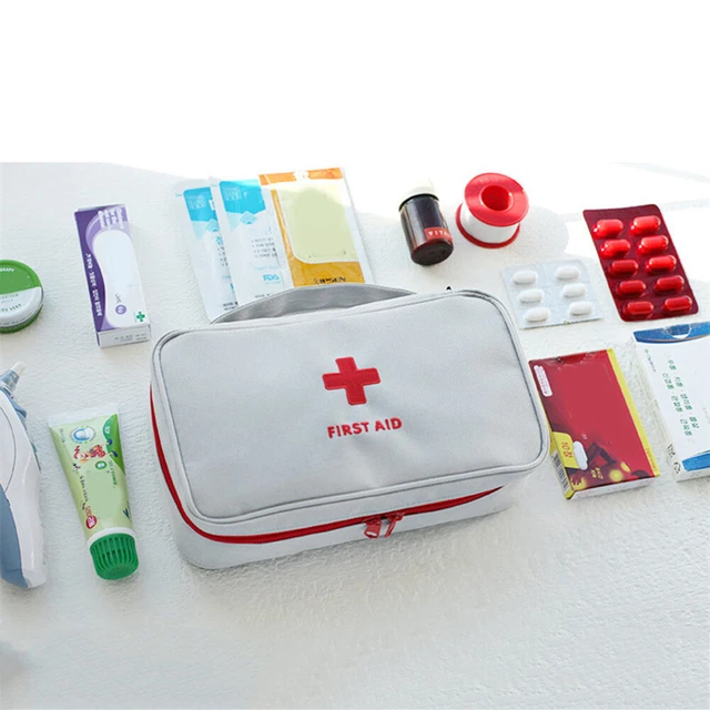 First Aid Kit Emergency Portable Outdoor Survival Medical Bag (Gray White)