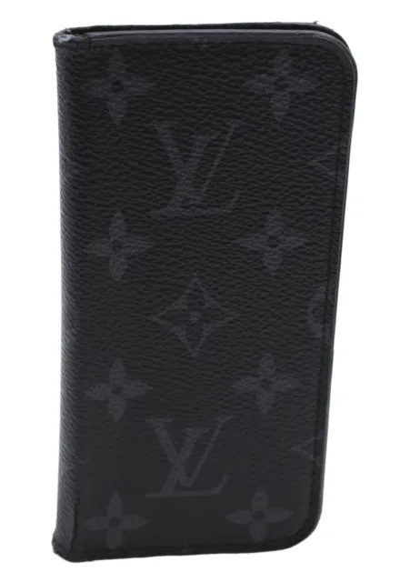 Authentic Louis Vuitton Monogram Eclipse Folio iPhone 7 8 Case M62640 LV 1080E