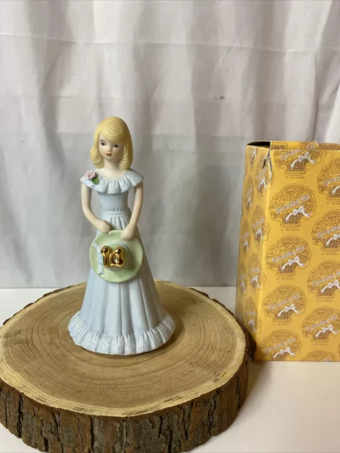 Enesco Growing Up Birthday Girls Blonde Age 14 Porcelain Figurine 1982 & Box