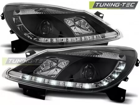 Coppia Fari Fanali Anteriori Tuning CORSA D 2006 > 2010 led DAYLIGHT Nero