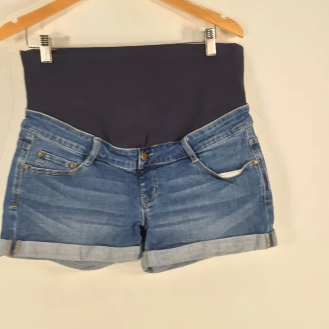 Ripe womens maternity denim shorts size M blue stretch cotton blend 075260