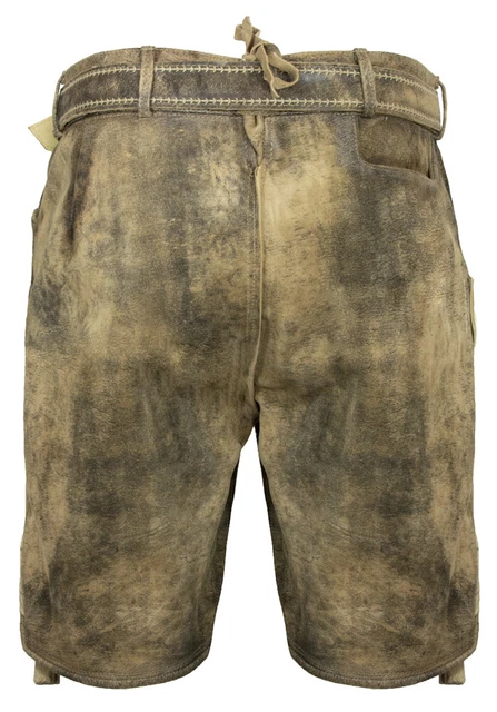 Maddox Corti Uomo Pantaloni IN Pelle " Kobel " con Cintura Antico Braun Beige 2