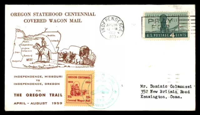 Mayfairstamps US FDC 1959 OR Centennial Covered Wagon Mail OR Trail First Day Co