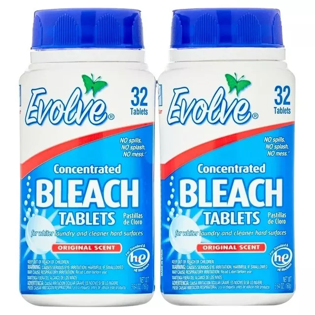 Evolve Ultra Concentrated Bleach Tablets, Original Scent, 64 Total 2 Pack